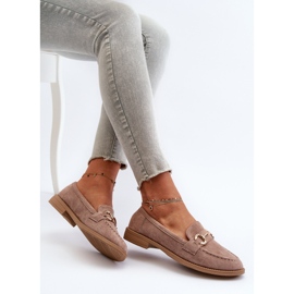 Mocasines De Mujer Tacón Plano Con Decoración, Aviole Beige Oscuro 8