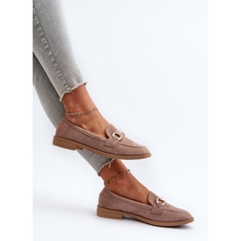 Mocasines De Mujer Tacón Plano Con Decoración, Aviole Beige Oscuro 7