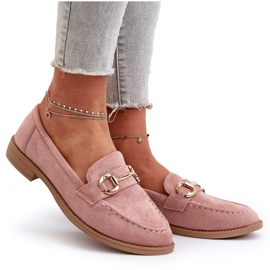 Mocasines de mujer con tacón plano y decoración de aviola rosa rosado 7