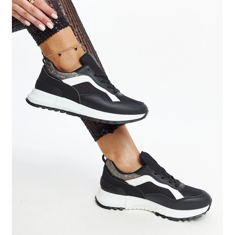 Deportivas negras con plataforma y purpurina Evelia negro 1