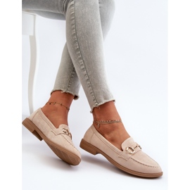 Mocasines de mujer con tacón plano y decoración aviola beige 1