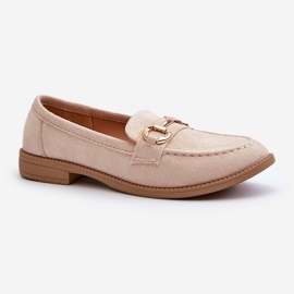 Mocasines de mujer con tacón plano y decoración aviola beige 2