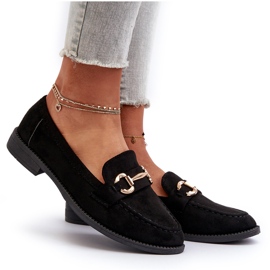 Mocasines De Mujer Tacón Plano Con Decoración, Negro Aviole 9