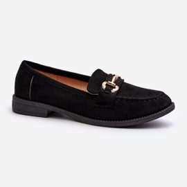 Mocasines De Mujer Tacón Plano Con Decoración, Negro Aviole 1