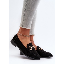 Mocasines De Mujer Tacón Plano Con Decoración, Negro Aviole 2