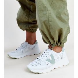 Deportivas Vinceza de piel blanca calada blanco 3