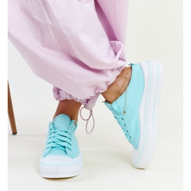 Zapatillas con plataforma Fiori en color menta azul 3