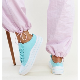 Zapatillas con plataforma Fiori en color menta azul 4
