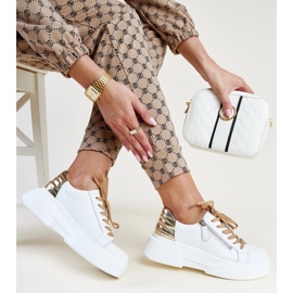 Zapatos de piel blanca con cremallera decorativa. blanco 3