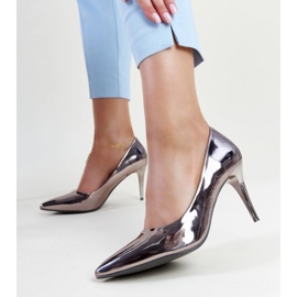 Stilettos de charol plateado con aplicación de piel Alsacea plata 3