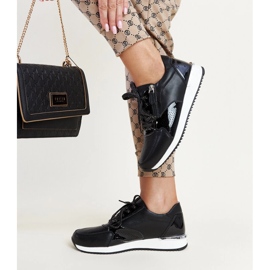 Zapatillas de piel negras con aplicación metálica Rida negro 3