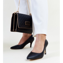 Tacones altos negros con aplicación de piel Hafa. 2