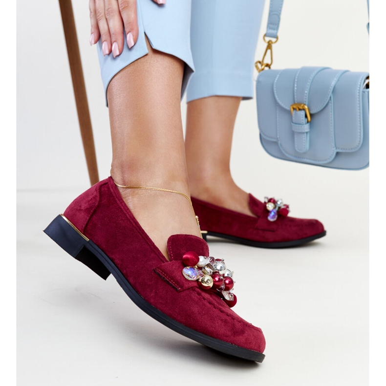 Mocasines burdeos con adornos Dahera rojo 1 Mocasines burdeos con adornos Dahera rojo 1