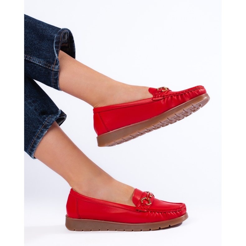 Mocasines rojos de mujer cómodos 1 Mocasines rojos de mujer cómodos 1