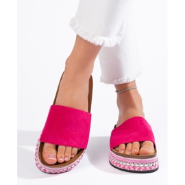 Chanclas plataforma ante fucsia rosa 1