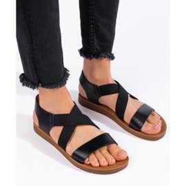 Sandalias negras sin cordones para mujer negro 1