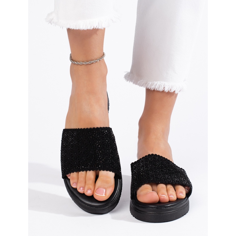 Chanclas plataforma mujer negras negro 1