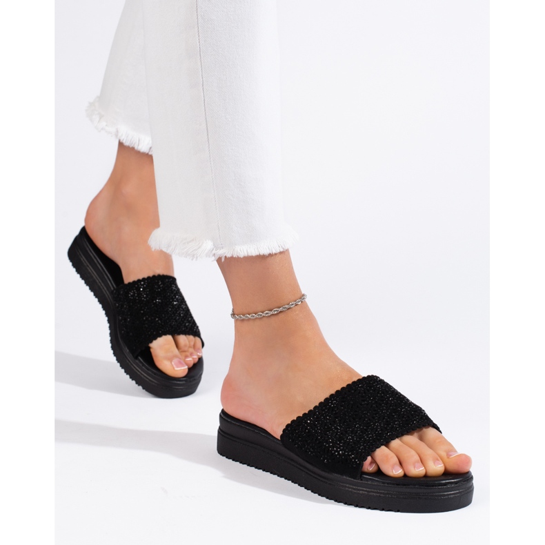 Chanclas plataforma mujer negras negro 2