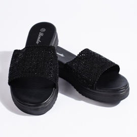 Chanclas plataforma mujer negras negro 4