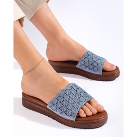 Chanclas de plataforma mujer azules 1