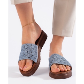 Chanclas de plataforma mujer azules 2