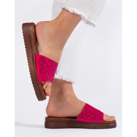 Chanclas de plataforma fucsia para mujer rosado 3