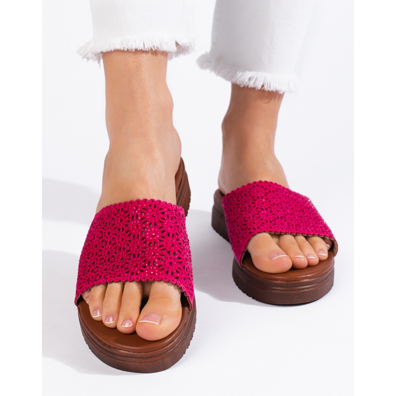 Chanclas de plataforma fucsia para mujer rosado 1 Chanclas de plataforma fucsia para mujer rosado 1
