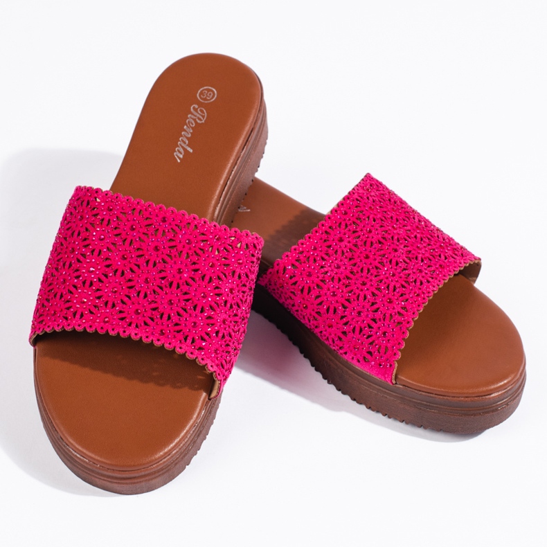Chanclas de plataforma fucsia para mujer rosado 2