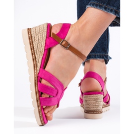 Sandalias cuña mujer rosa rosado 3