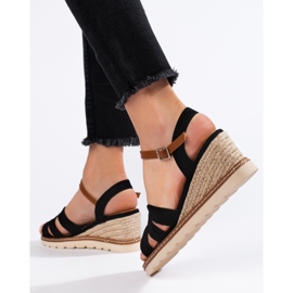 Sandalias cuña mujer negras negro 2