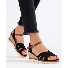 Sandalias cuña mujer negras negro 1