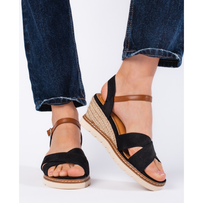 Sandalias cuña mujer negras negro 1 Sandalias cuña mujer negras negro 1