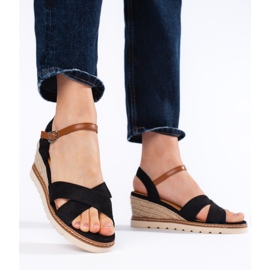 Sandalias cuña mujer negras negro 2 Sandalias cuña mujer negras negro 2