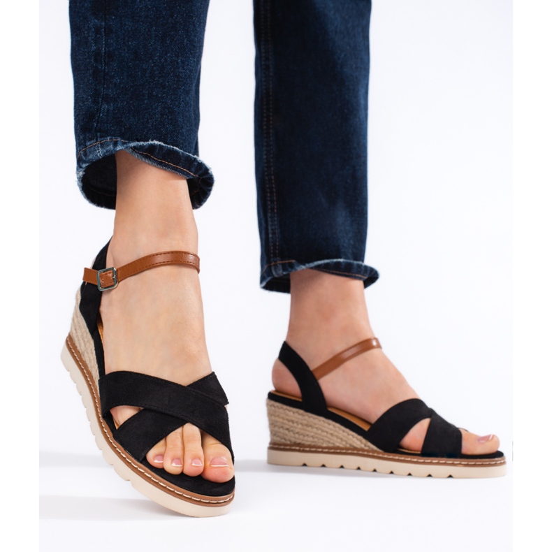 Sandalias cuña mujer negras negro 2 Sandalias cuña mujer negras negro 2