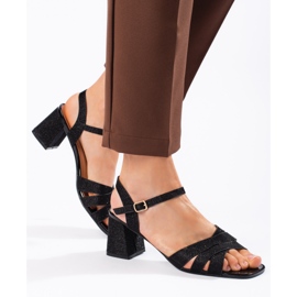 Sandalias mujer brillo negro 4