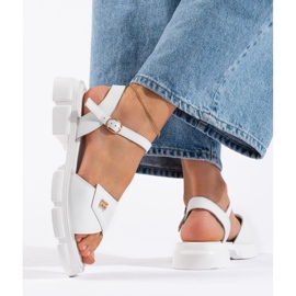 Goodin Sandalias mujer cómodas de piel en color blanco. 2