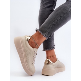 Deportivas Mujer de Piel con Plataforma Beige Gatira 6