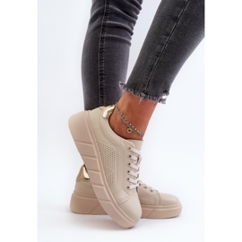 Deportivas Mujer de Piel con Plataforma Beige Gatira 7