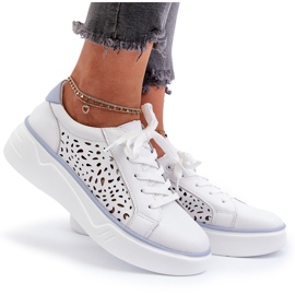 Zapatillas de Mujer Caladas con Plataforma Piel Blanco Peilaeno 9