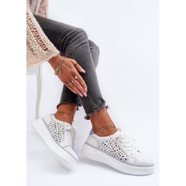 Zapatillas de Mujer Caladas con Plataforma Piel Blanco Peilaeno 8