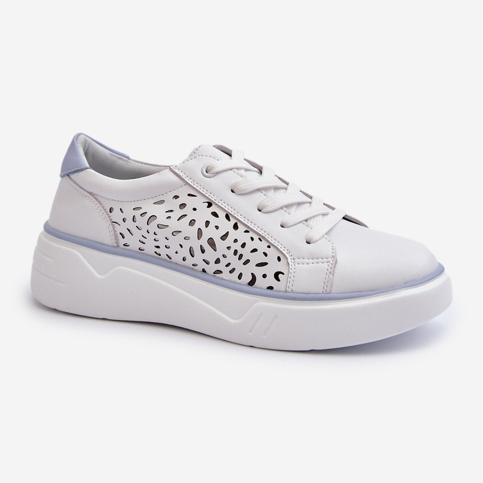 Zapatillas de Mujer Caladas con Plataforma Piel Blanco Peilaeno 1