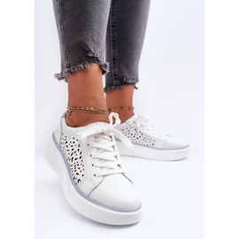 Zapatillas de Mujer Caladas con Plataforma Piel Blanco Peilaeno 3