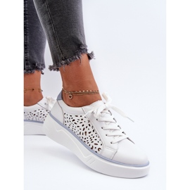 Zapatillas de Mujer Caladas con Plataforma Piel Blanco Peilaeno 5