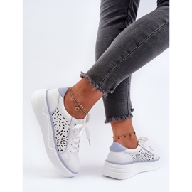 Zapatillas de Mujer Caladas con Plataforma Piel Blanco Peilaeno 6