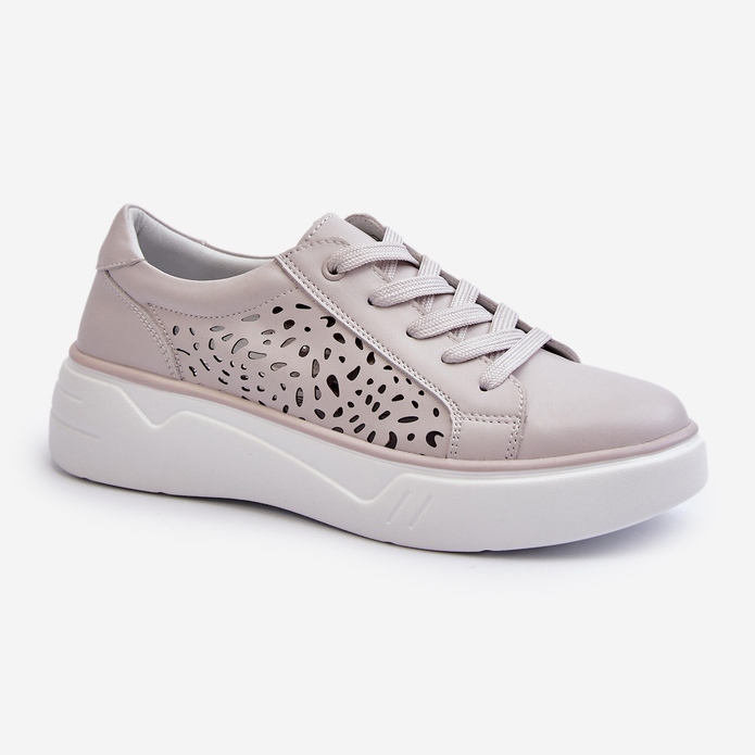 Zapatillas Mujer Caladas con Plataforma Piel Gris Peilaeno 2
