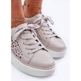 Zapatillas Mujer Caladas con Plataforma Piel Gris Peilaeno 6