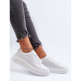 Zapatillas de mujer de piel con plataforma, blanco Eselmarie 7