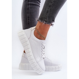 Zapatillas de mujer de piel con plataforma, blanco Eselmarie 5