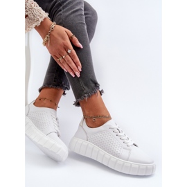 Zapatillas de mujer de piel con plataforma, blanco Eselmarie 6