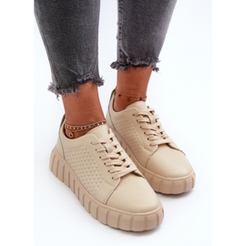 Zapatillas de mujer de piel con plataforma Eselmarie beige 5